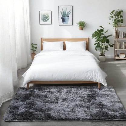 Shaggy Area Gray Rug For Living Room Super Soft Long Pile Bedroom Carpet Non-Slip Children's Home Decor Fluffy Bedside Floor Mat