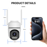 WONSDAR 2pcs PTZ Camera Outdoor IP Camera Video Surveillance WiFi Camera Home Security Protection Motion Detection Alarm iCsee