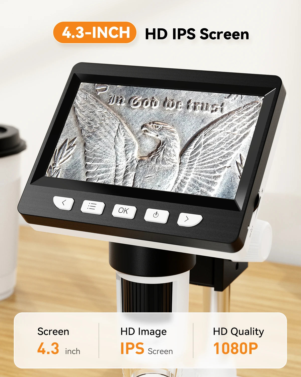 4.3 Inch Digital Microscope 1080P 50-1000x Coin Microscope 2000mAh Soldering Microscope for Electronics Repair PCB PC Laptop