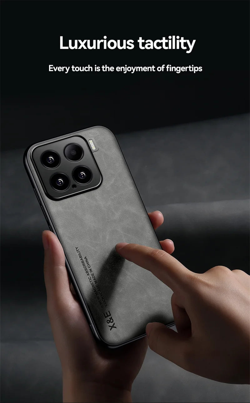Funda For Xiaomi 15 5G Case Leather Car Magnetic Holder Phone Cover For Xiaomi 15 Pro Xiaomi15 Mi15 15Pro Soft TPU Protect Coque