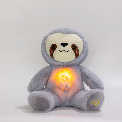 Peluche de perezoso que respira kawaii, oso relajante para bebés, compañero de sueño para bebés, peluche con sonido y luz