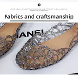 Women's Flat Bottom Plastic Jelly Sandals Hollow out Slip-On Beach Shoes Comfortable Lightweight Summer Footwear