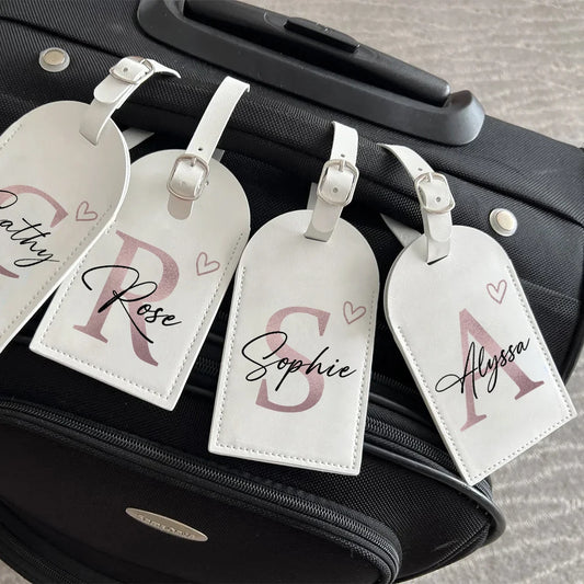 Personalized PU Luggage Tag Heart Letter with Name Suitcase Label Baggage Tags Travel Accessory Wedding Birthday Gift for Her