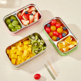 WORTHBUY 304 Stainless Steel Lunch Box With Lid Portable Fruit Salad Food Container Stackable Leak Proof Bento Box For Student