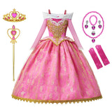 Girls Sleeping Beauty Aurora Cosplay Princess Dress Kids Rapunzel Frozen Elsa Cinderella Costume Party Clothing 2-10 Years