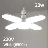 Bombilla LED plegable E27 de 28 W, CA 220 V/110 V, 40 bombillas deformables para iluminación de techo del hogar, almacén y garaje, luz blanca de 6500 K.