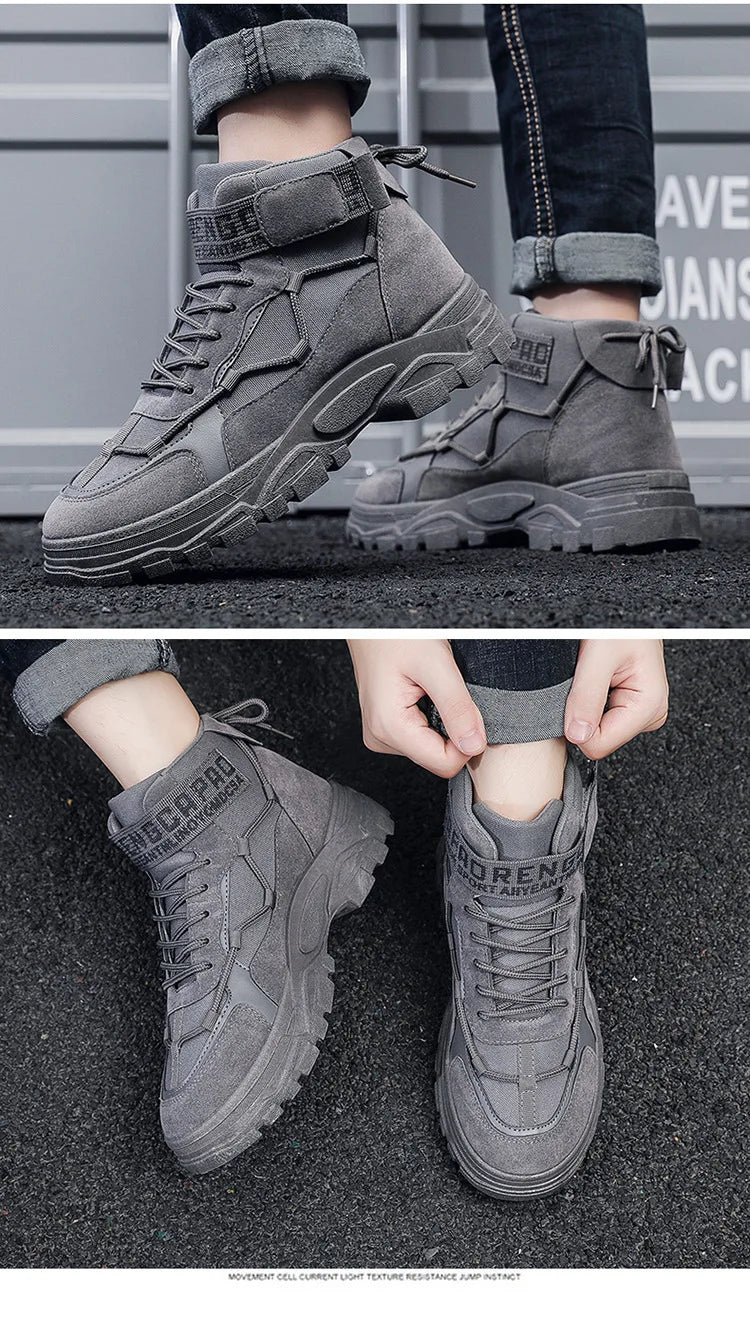 Men's Boots Tactical Combat Boots for Men Outdoor Hiking Winter Shoes Lightweight Non-Slip Men's Desert Ankle Boots Bota
