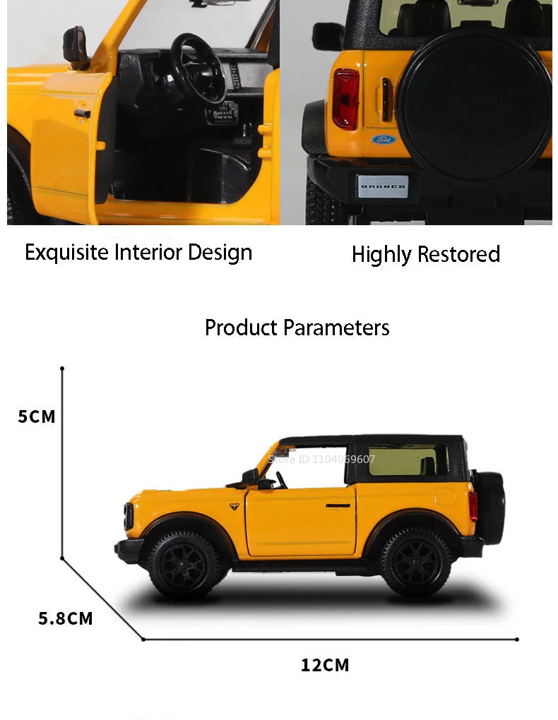 1:36 Ford Bronco Model Cars Porsche 911 Revuelto Alloy Diecast Car Toys With 2 Doors Opened Pull Back Function Vehicles For Kids