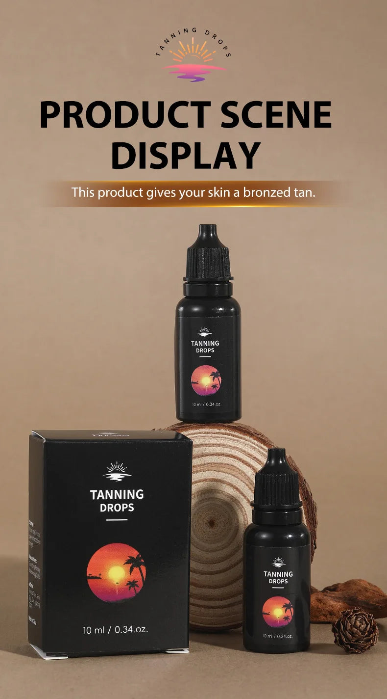 10ml Tanning Oil for Outdoor Beach Sunbathing, Body Tanning Essential Oil Drops, Natural Brown Tone, Formaldehyde-Free