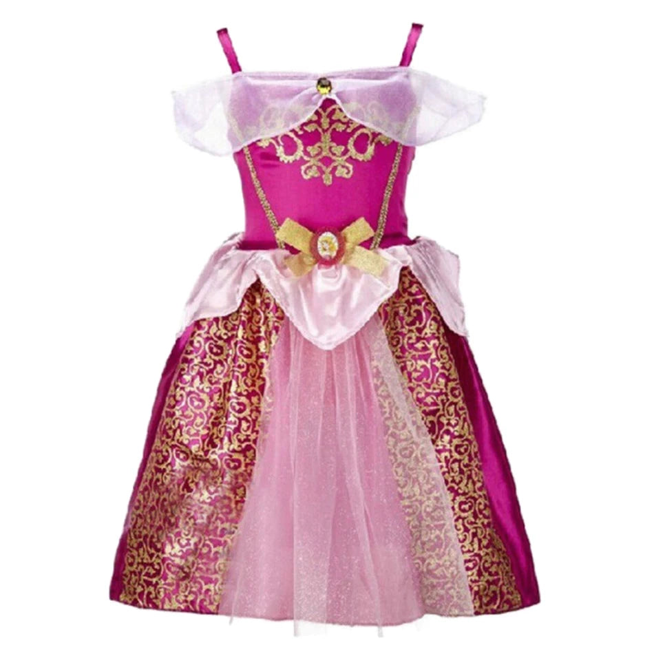 Vestido de Princesa para Festa à Fantasia – Novo Modelo 2025 – Ideal para Natal, Aniversário e Carnaval (Estilos Rapunzel e Bela)