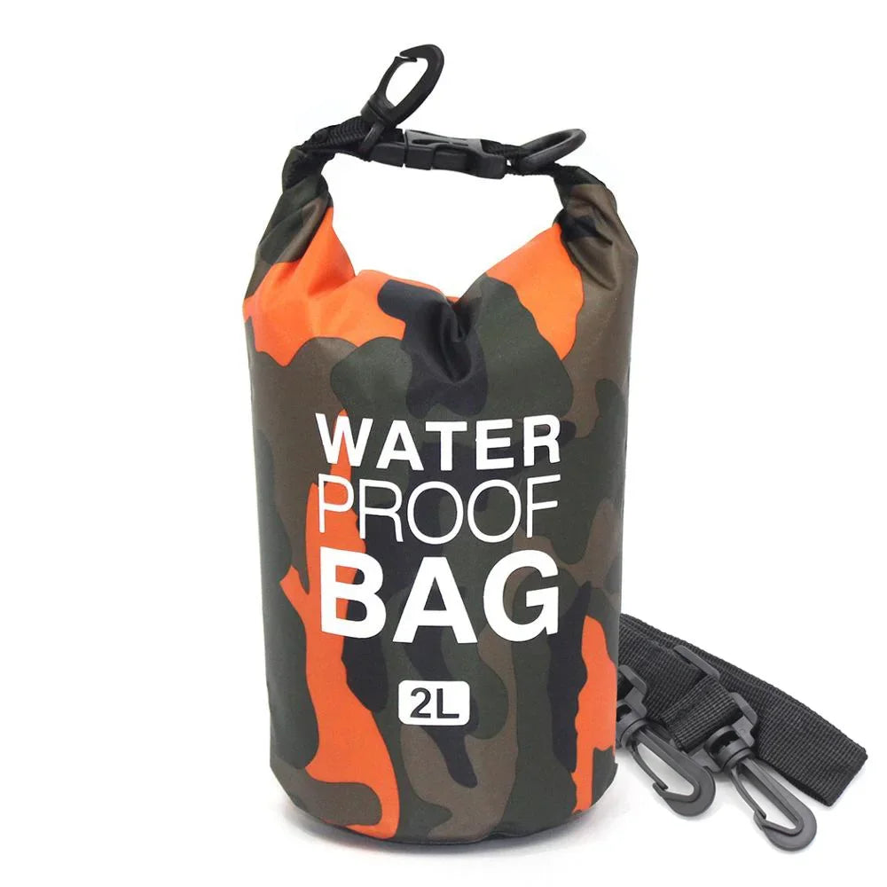 Bolsa impermeable portátil de camuflaje para exteriores, 2/5/10/15/20/30 l, para rafting, buceo, recubierta de PVC, para natación y trekking fluvial.