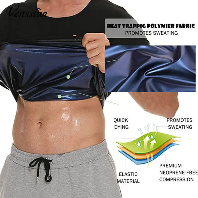 Vensslim Men's Sauna Suit Sweat Heat Trapping Workout Fat Burner Vest Slimming Body Shaper Tank Top Waist Trainer Fitness Corset