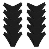 WarmSteps – Kit com 10 calcinhas femininas sem costura, em tecido "seda gelada" (ice silk), modelo com corte em V, tamanhos XS a L.