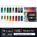 16pcs Japan UNI POSCA Markers Set Acrylic Graffiti Drawing Permanent Waterproof Children's Drawing PC-3M/1M/5M Art Supplies