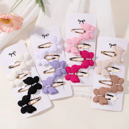 4Pcs/set Cute Baby Girls Knitting Headwear Handmade Crochet Butterfly Alloy Hairs Clips Kids Hairpins Fashion Desgin Headwear