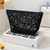 Heart-Shaped Nylon Mesh Cosmetic Bag Portable Toiletry Organizer for Women Makeup Storage