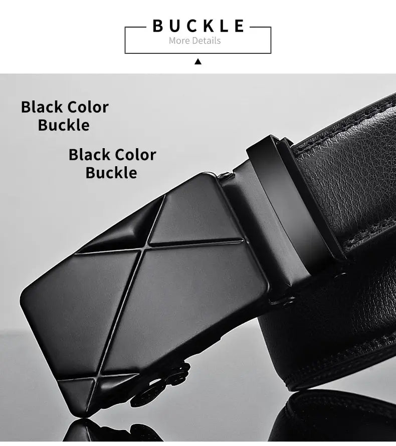 Cinturón de cuero para hombre, hebilla automática de metal, marca de alta calidad, cinturones de lujo para hombres, famoso trabajo, negocios, correa de PU negra.