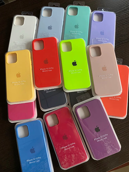 Official Original Silicone Phone Case For iPhone 16 13 15 14 12 Pro Apple Case for iPhone 16 Plus 13 14 11 12 15  Pro Max cover