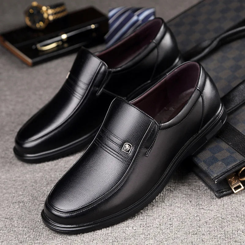 Leather Men Formal Shoes Luxury Brand 2025 Men's Loafers Dress Moccasins Breathable Slip-on Black Driving Shoes Plus Size 38-46