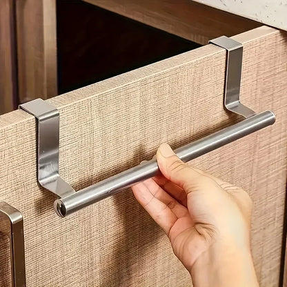 Towel Rack Over Door Towel Bar Hanging Holder Kitchen Towel Rack Stainless Steel Bathroom Kitchen Cabinet non-drilling rack