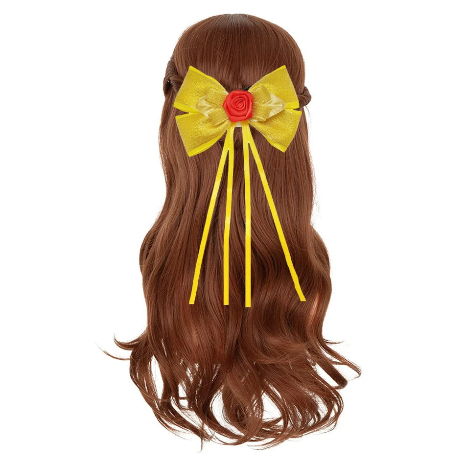Kids Belle Cosplay Party Princess Dress Beauty Beast Princess Clothes Halloween Event Festival Party Flowers Print Costume
