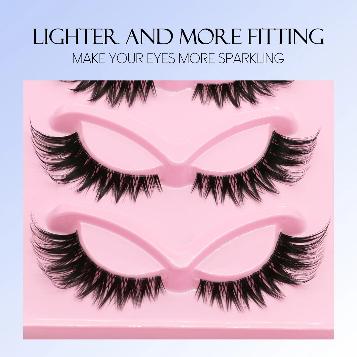 GROINNEYA Cat Eye Lashes 5 Pairs Natural Fake Eyelashes Clear Band Lashes Natural long Winged End Eye Elongated Eyelashes Makeup