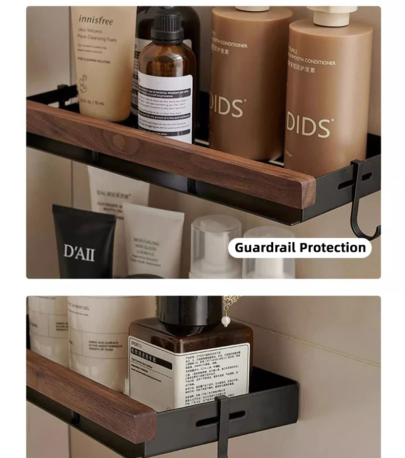 Estantes de baño para inodoro de nogal con trípode. No requiere perforación. Estilo nórdico. Madera maciza pura, resistente al agua y a la humedad.
