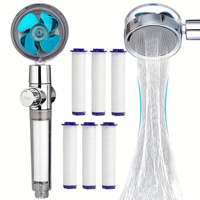 Kit de chuveiro de alta pressão, Chuveiro Turbo portátil, 6 pcs filtro de algodão, Hydro Jet, 1Pc