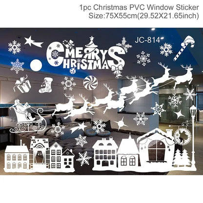 Christmas Window Stickers for Kids Room, Wall Decals, Merry Christmas Decorations for Home, New Year 