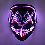 Artigos para Festa de Halloween 2026: Máscara LED Luminosa Estilo "Uma Noite de Crime" (Purge) com Luz Neon EL Sem Fio – Máscara de Rosto Inteiro para Cosplay Adulto (Brilha no Escuro)