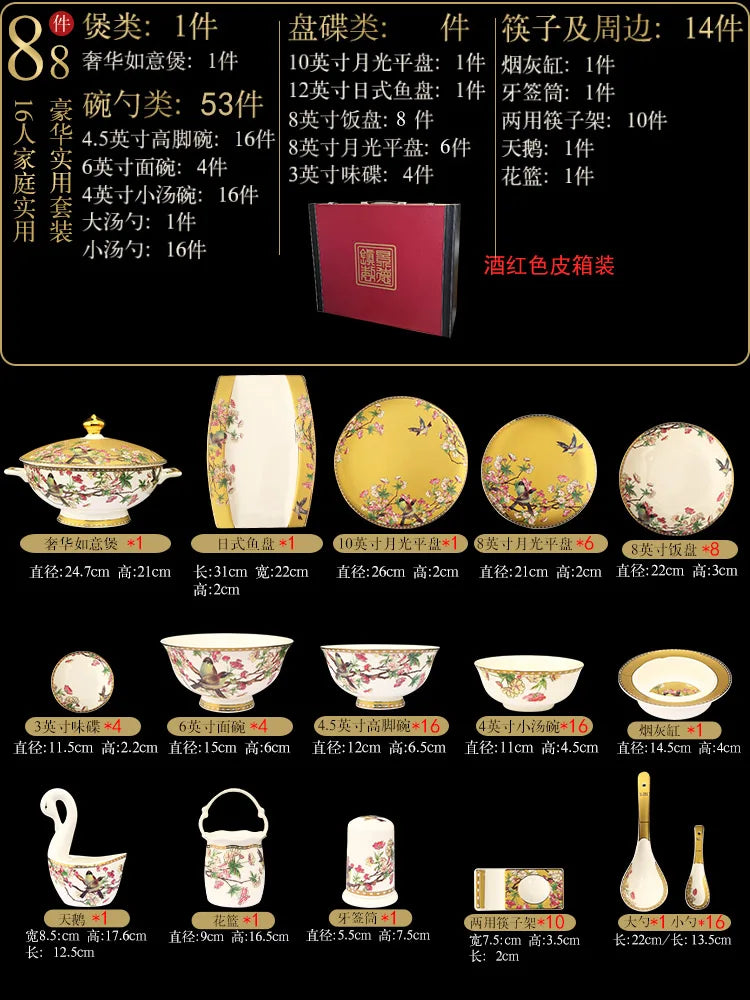 Fine Bone China Plates Dinner Sets Ceramics Luxury Breakfast Dinnerware Gift Women Vajillas Completa Ceramica Luxury Tableware