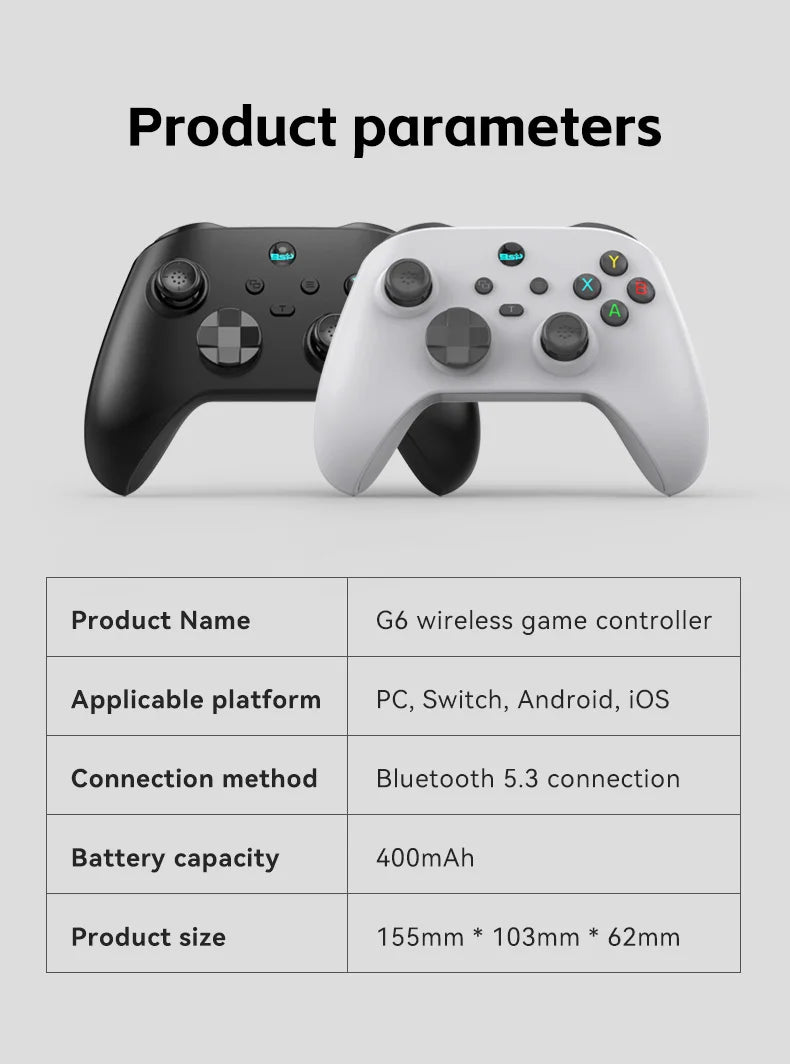 G6 wireless mobile game controller with Hall trigger and Hall joystick supporting Switch/PC/Android/iOS