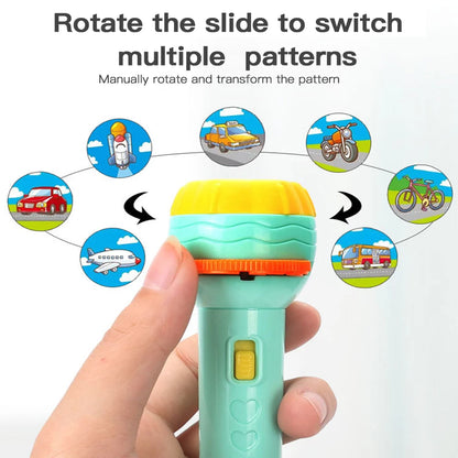 Linterna proyector lámpara de antorcha juguete lindo dibujos animados creatividad juguete antorcha lámpara linterna proyector juguete bebé libro de cuentos para dormir