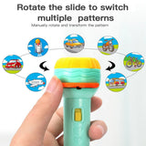 Linterna proyector lámpara de antorcha juguete lindo dibujos animados creatividad juguete antorcha lámpara linterna proyector juguete bebé libro de cuentos para dormir
