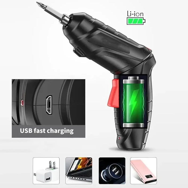 3.6V Screwdriver Kit Rechargeable Lithium Battery Cordless Electric Screwdriver Drill Kit Folding Home Power Tools