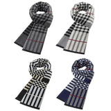 Classic Plaid Men Scarves Winter Warm Cashmere Soft Scarf For Men Casual Business Neckerchief Black Gray Silk Scarves 30*180cm