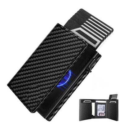 YATBEST Men's RFID Anti-Theft Three Fold Wallet Ultra-Thin with Zipper Coin Pocket Credit Card Clip Brush Anti-Magnetic Card Bag