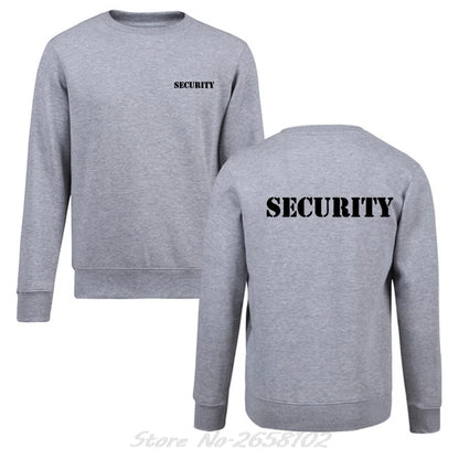 Security Men's Hoodie Event Staff Black Double Sided Men O-neck Sweatshirt Unisex Sweater Harajuku Streetwear