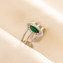 1pc Green Turquoise Ring Hippie Stainless Steel Silver Color Charm Opening Adjustable Ring Women Chunky Bohemian Party Jewelry