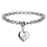 925 Pulseiras de Prata Esterlina com Coração Nobre para Mulheres, 26 Letras Corrente, Marca Designer de Moda, Festa de Casamento, Joias, Novo