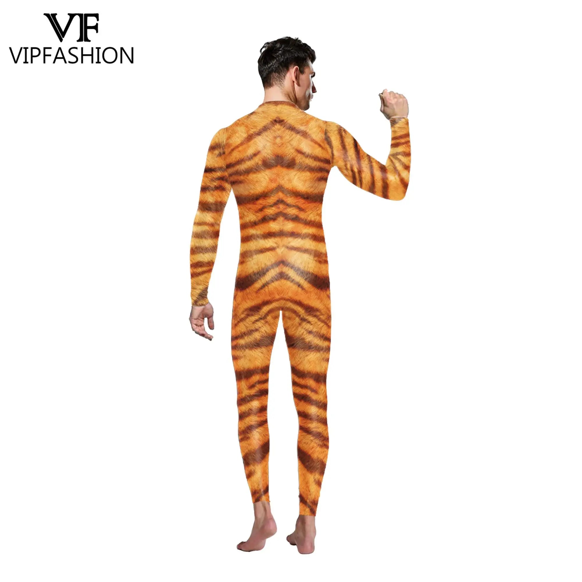 VIP FASHION 2025 Halloween Costumes for Men Animal Fox Cosplay Bodysuit Giraffe Leopard Zentai Jumpsuits Party Funny Male Outfit