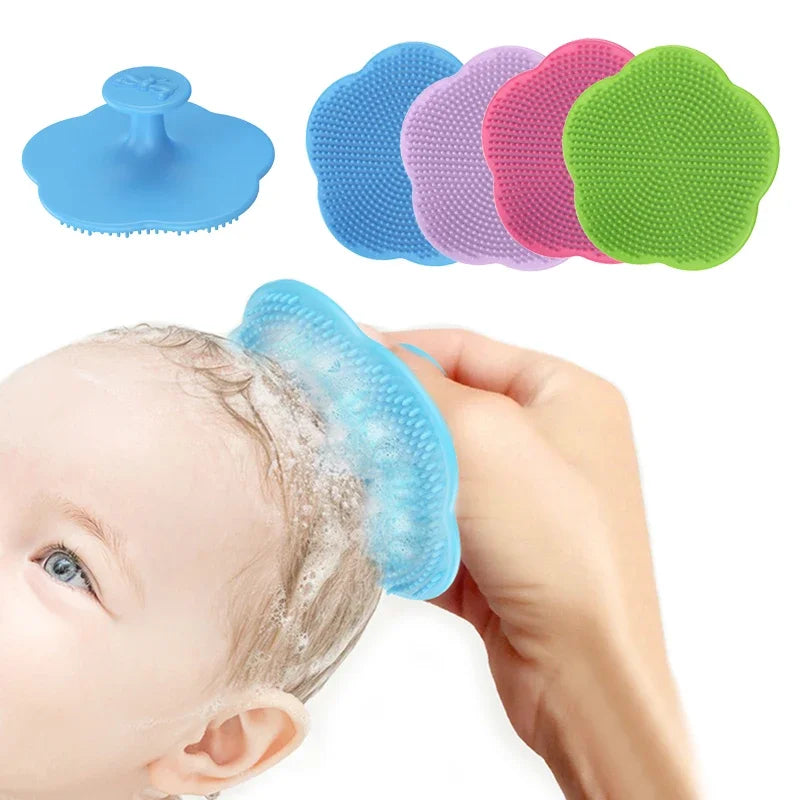 2pcs Set Infant Silicon Head Massager Fetal Head Fat Comb Toddler Bathing Soft Comb Newborn Hair Cleaning Baby Care Accessories