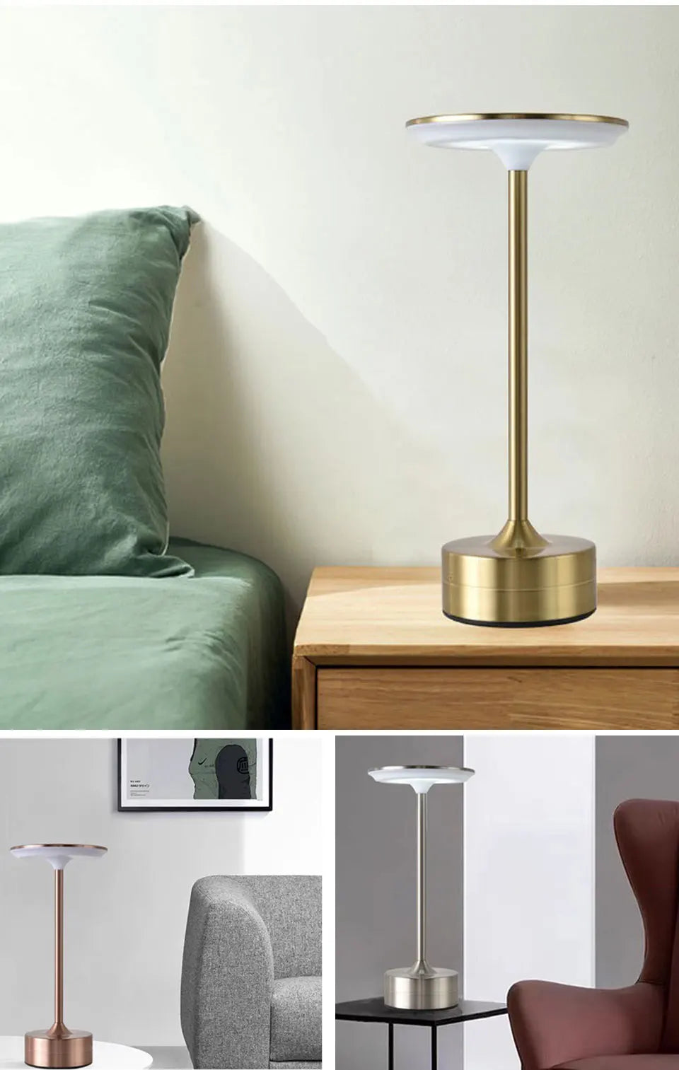 LED Table Lamp Touch Sensor Night Light USB Rechargeable Portable Bedroom Night Light Wireless Reading Lamp Restaurant Hotel Bar
