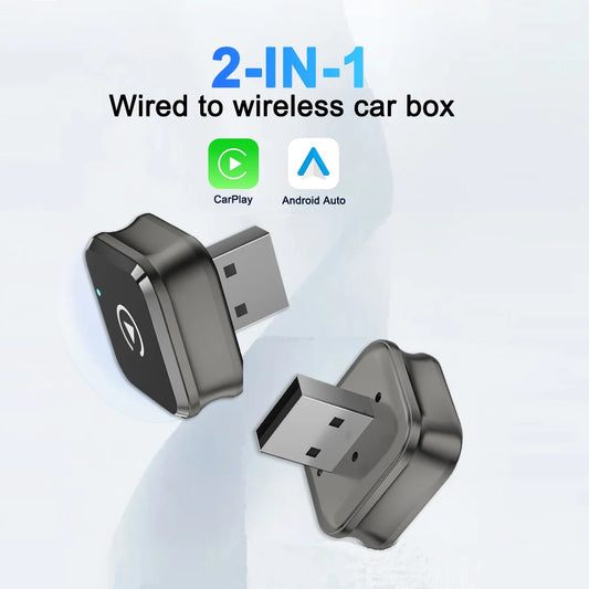 Wireless 2IN1 CarPlay Android Auto Wireless Supermini Box Adapter Plug And Play Dongle Bluetooth WiFi Fast Connect