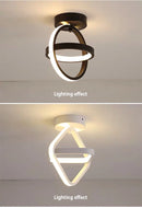 Modern LED Ceiling Light 2 Rings Creative Design Ceiling Lamp Indoor Lighting Fixtures Hallway Balcony Aisle Office Light