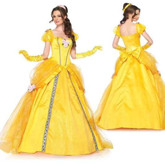 Halloween Costume Belle Princess Dress Adult Beauty and the Beast Anime Belle Dress Cosplay Performance Women's Birthday Gifts