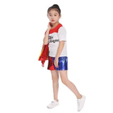 Girls Harley Squad Monster Shirt Quinn Costume Printed Jacket Shirt Pants Gloves Suicide Quinn Cosplay Halloween Costume