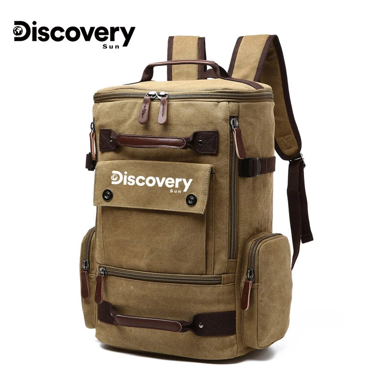 Mochila de lona multifuncional DISCOVERY-SUN, mochila informal para senderismo, mochila escolar para deportes al aire libre, mochila de viaje de gran capacidad.