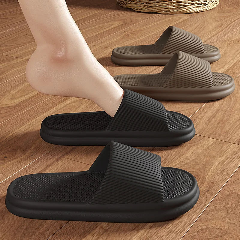 Fashion Men's Women's Sandals Anti-Slip Wear-Resistant EVA Thick Sole Comfortable Home Slippers Bathroom Bath Flip-Flops