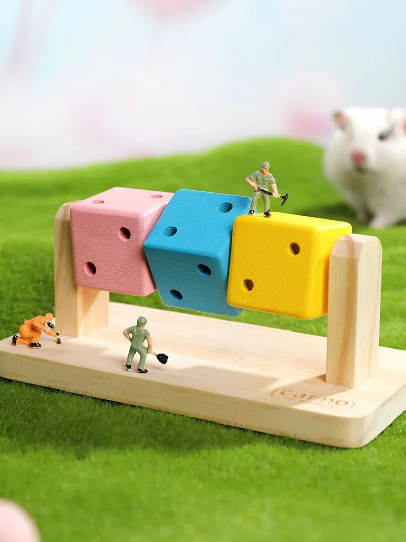 1pc Funny Colorful Wooden Rubik's Cube-shaped Interactive Chewing Toy for Small Pet Birds Parrots Hamsters Boredom Relief Toys